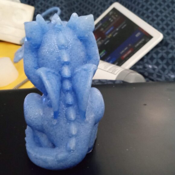 Handmade Blue Hear No Evil Dragon Statue Figurine - Picture 3 of 6